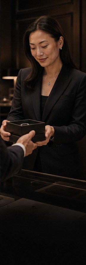 Eleanor receiving a discreet corporate jewellery presentation