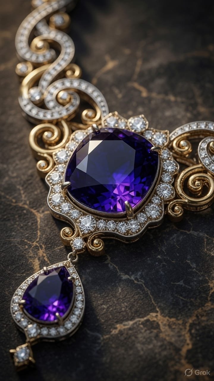 Majestic Amethyst & Gold Necklace (Copy) (Copy)