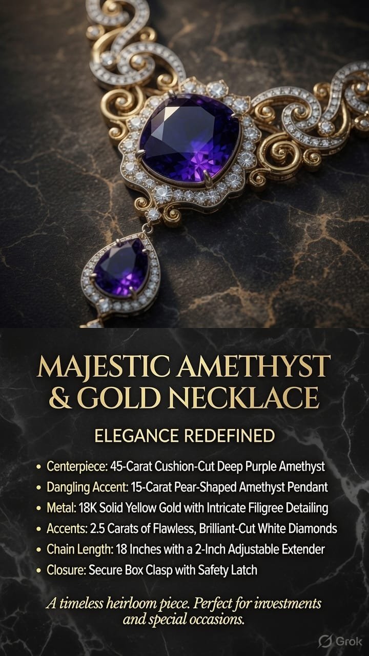 Majestic Amethyst & Gold Necklace (Copy) (Copy)