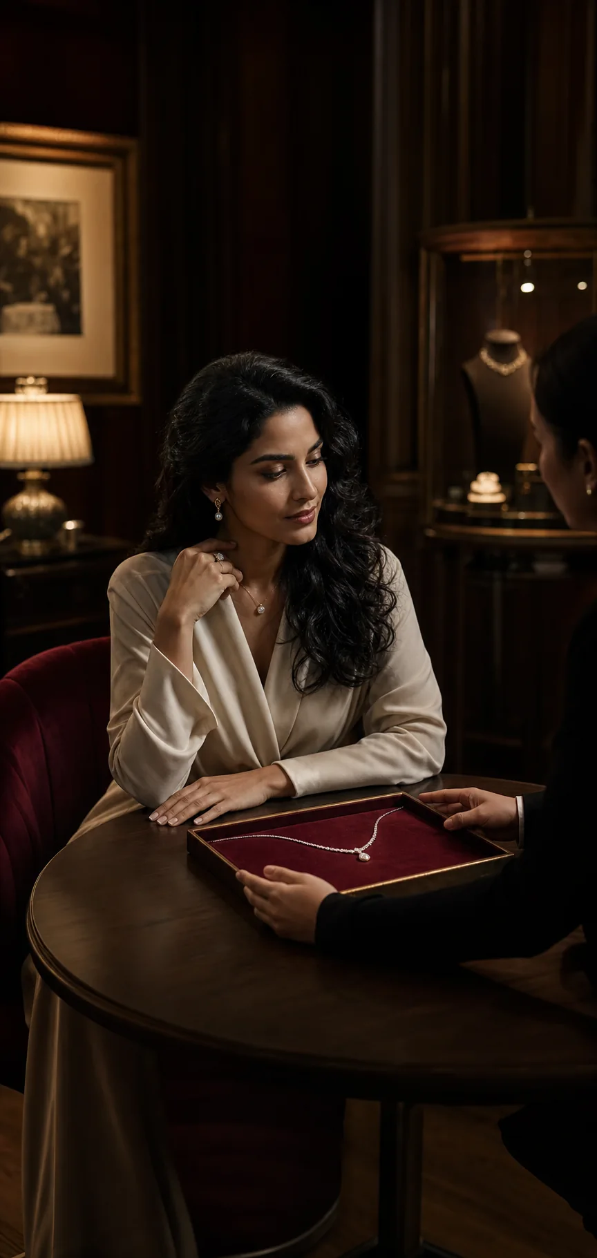 An elegant private jewellery consultation in an intimate Ashcroft-inspired salon