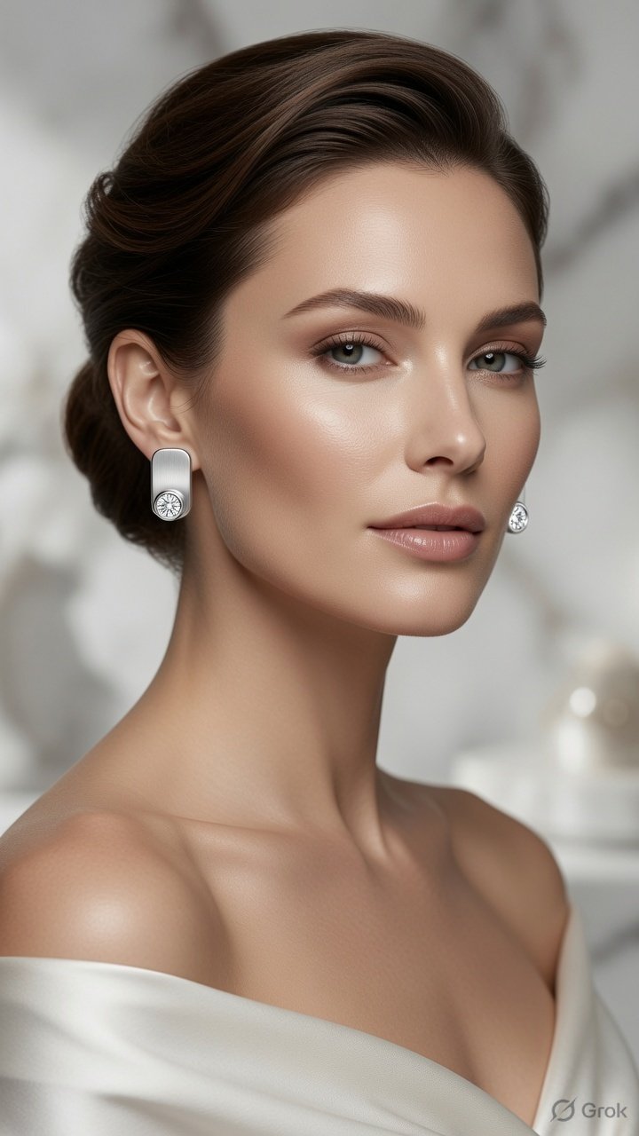 Minimalism Silver and Diamond Studded Earring