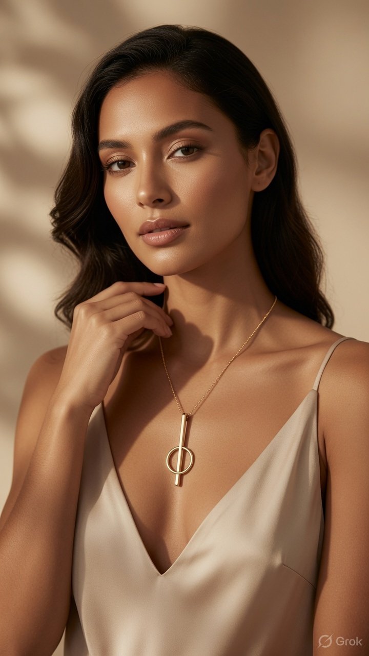 The Line Circle Golden Pendant