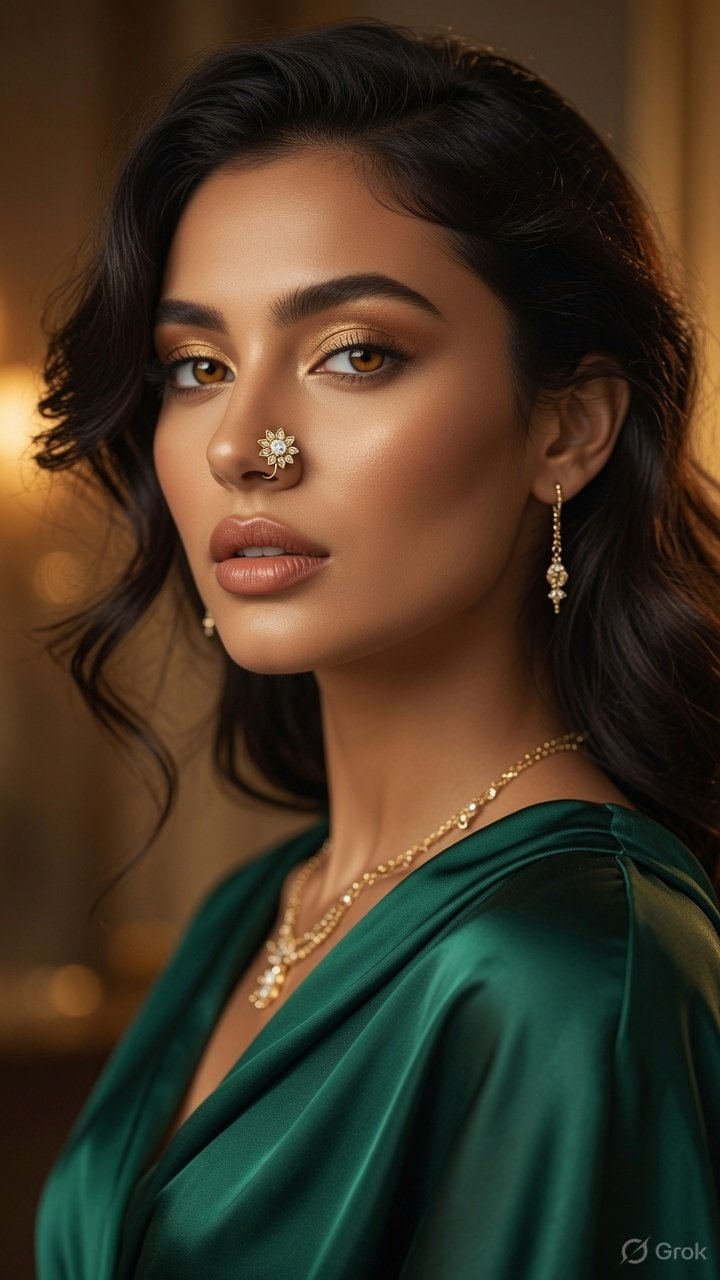 Floral Golden Nose Pin