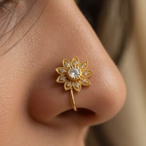 Floral Golden Nose Pin